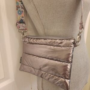 Top Trenz Stylish Silver Puffer Mini Crossbody Bag